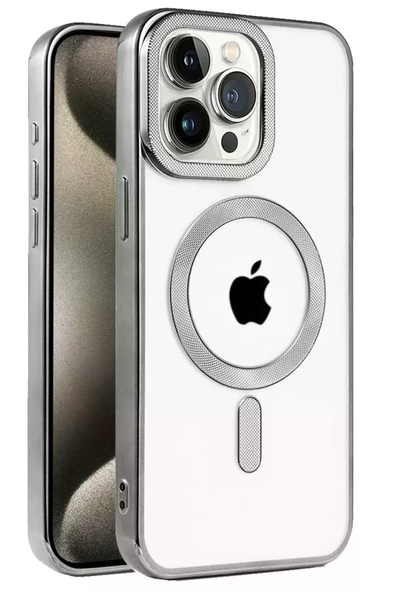 Apple iPhone 15 Pro Max Kılıf Kronos Magsafe Kapak - Titanyum Gri