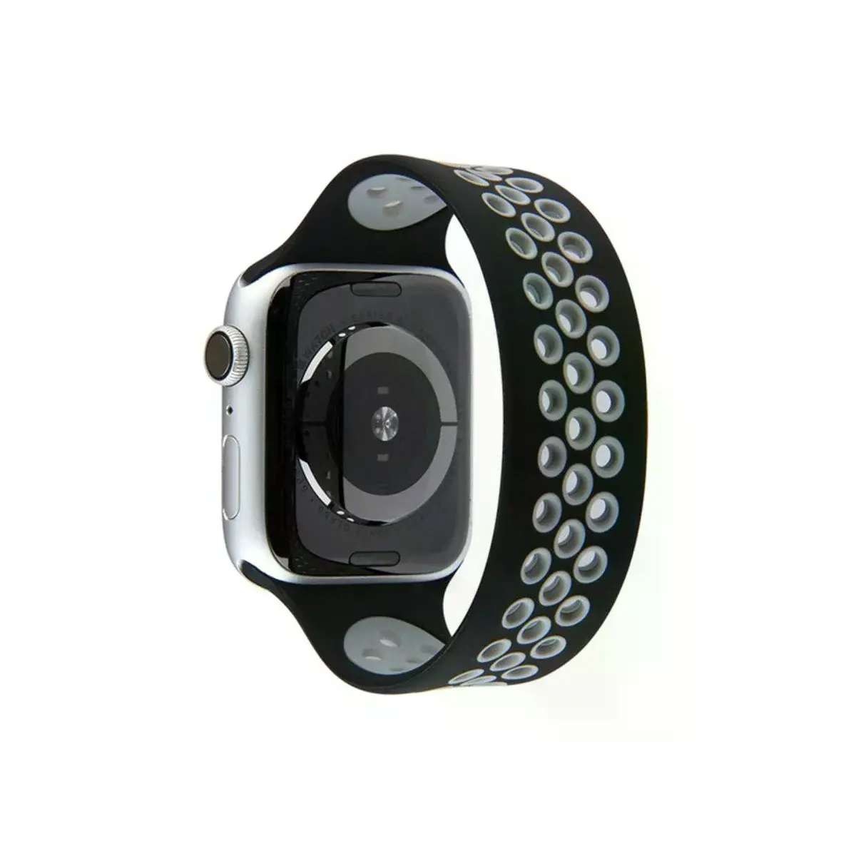 Apple Watch 42mm Ayarlı Delikli Silikon Kordon - Siyah-gri