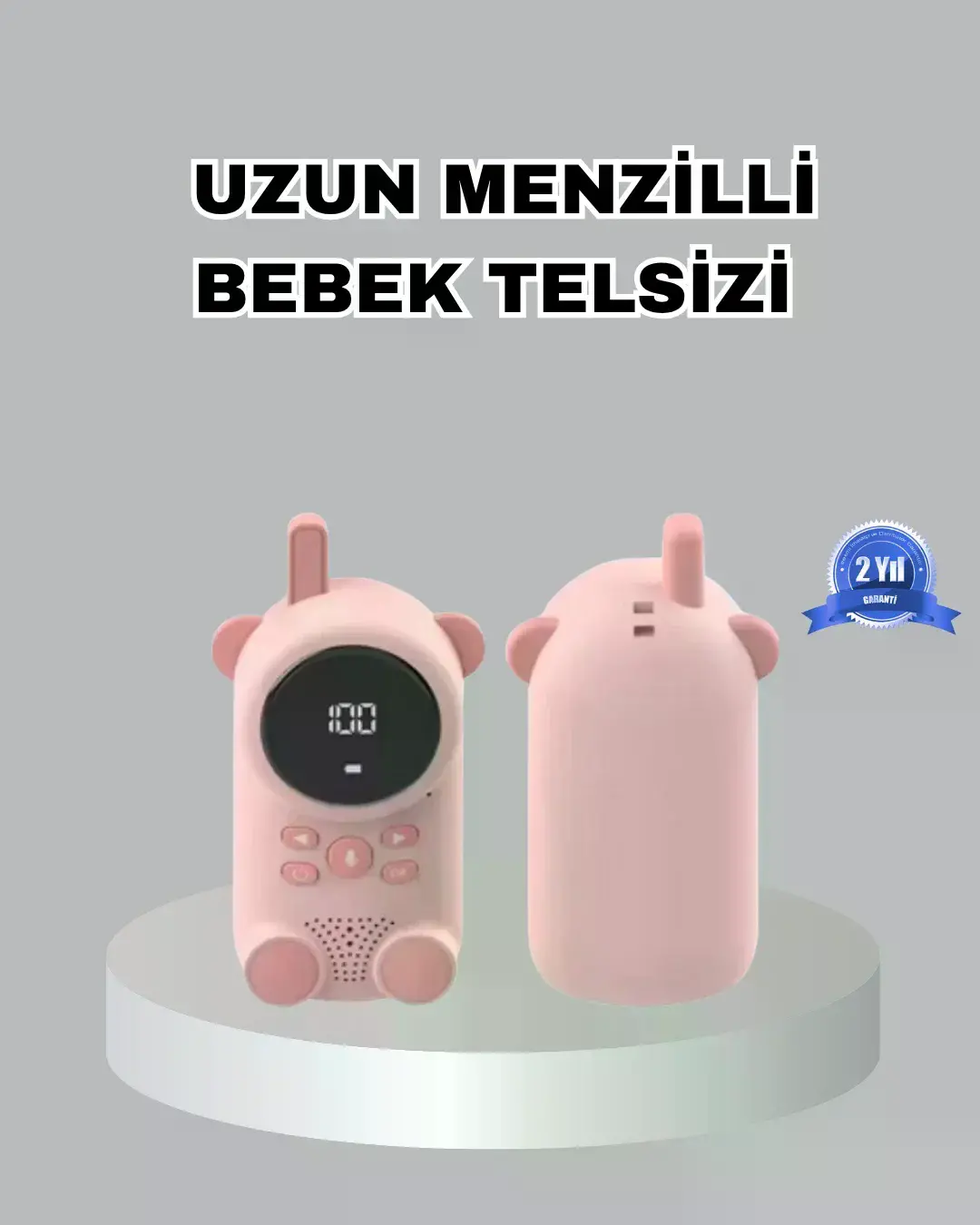 Şarjlı Bebek Telsizi Uzun Mesafe 22 K LCD Ekran VOX Modu 400 mAh
