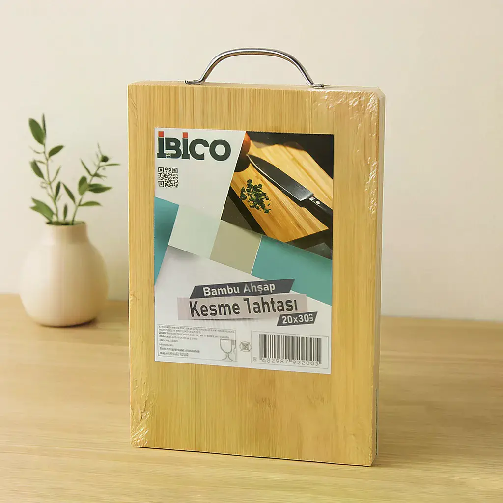 Bambu Kesme Tahtası 20x30x1.7 cm - Metal Kulplu