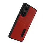 Oppo A38 Sara Kartvizitli Deri Kılıf - Kırmızı-8