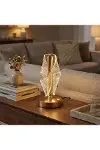 Çapraz Kavisli Ters Kristal Simli LED Masa Lambası – Gold Gövdeli, Dokunmatik, 3 Kademe Işık Ayarlı-2