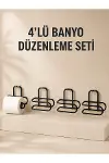 4 Adet Yapışkanlı Tuvalet Kağıdı Askısı Siyah Metal Delmeden Duvara Monte WC Kağıtlık-1