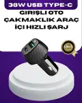 38W Çift Çıkışlı Araç Şarj Cihazı – Type-C ve USB PD Destekli-1