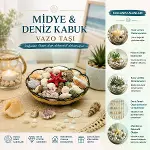 Ahşap Yuvarlak Sepet - Fileli Renkli x dye - Deniz Kabuk Vazo Taşı-1