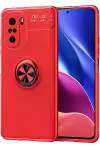Xiao Poco F3 Kılıf Range Yüzüklü Silikon - Kırmızı-1