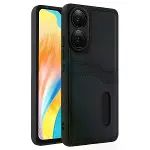 Oppo A38 Sara Kartvizitli Deri Kılıf - Siyah-1