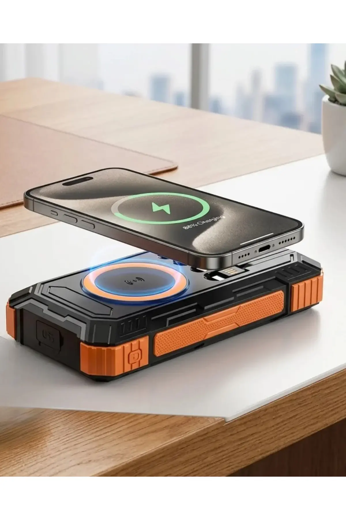 Güneş Enerjili Powerbank 20000 mAh Kablosuz ve Hızlı Şarj Destekli Taşınabilir Şarj Cihazı