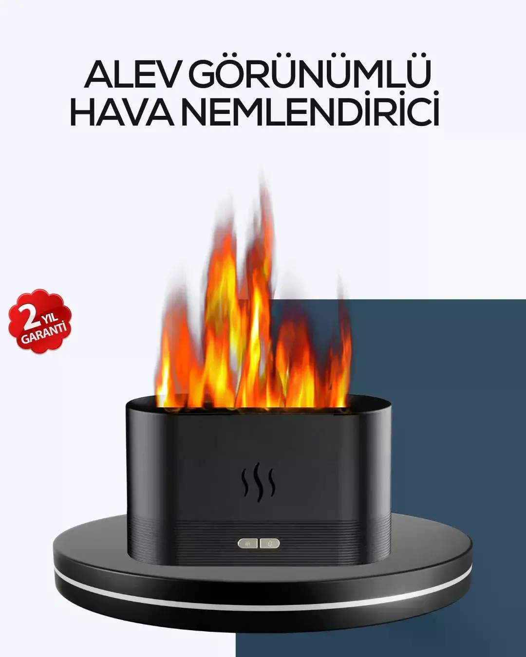 Aromatik Oda Kokusu Difüzörü Alev Tasarımlı LED Işıklı Nemlendirici