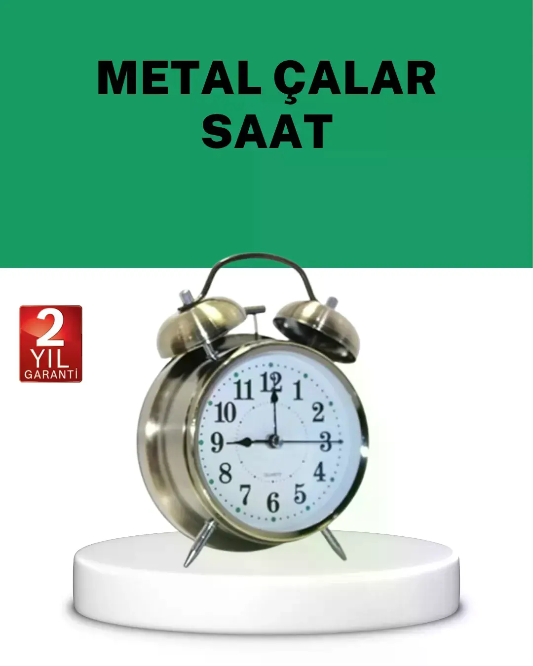 Gümüş Renkli Sessiz Işıklı Dekoratif Masa Üstü Çalar Saat Alarmlı