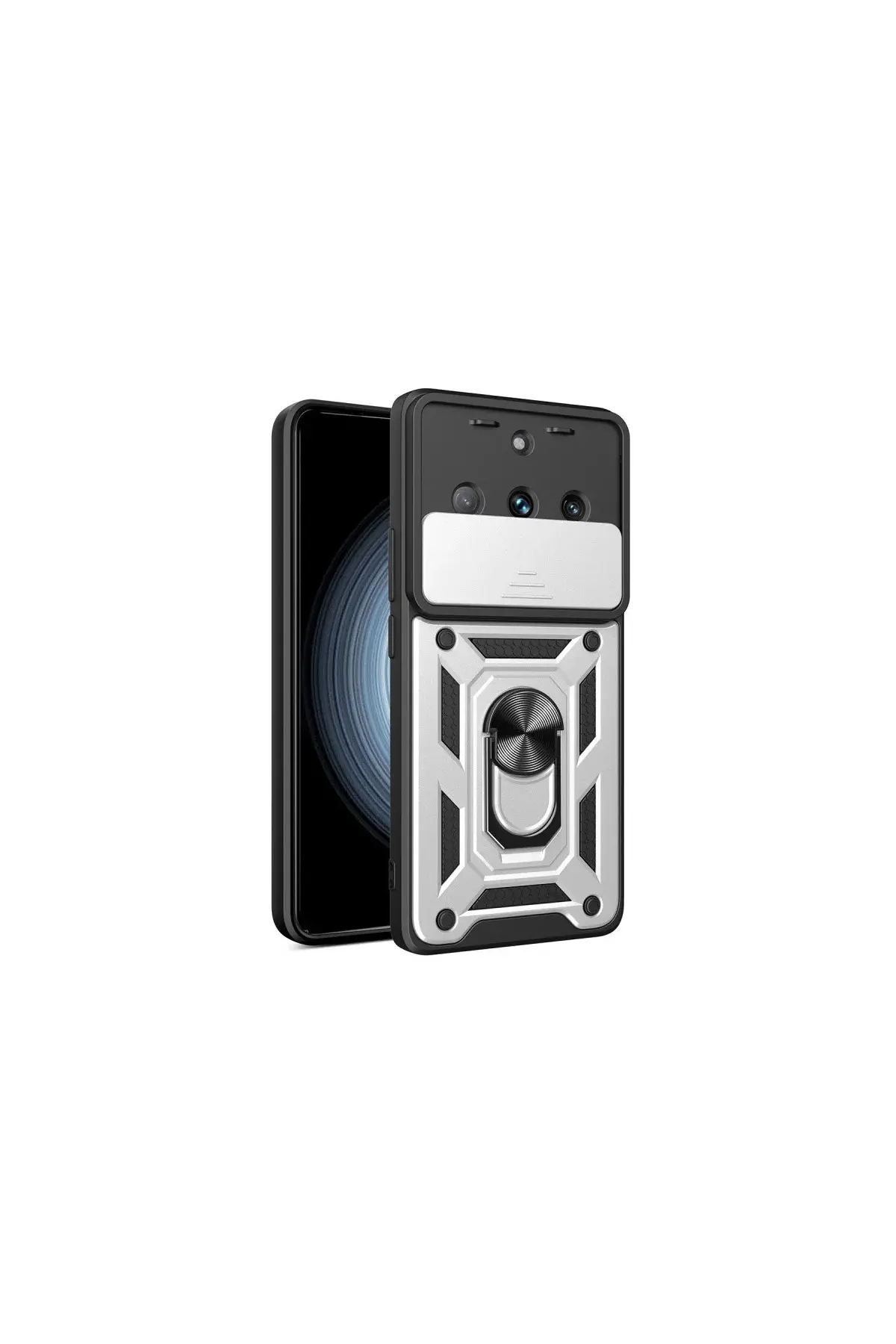 Realme 11 Pro Kılıf Pars Lens Yüzüklü Silikon - Gümüş