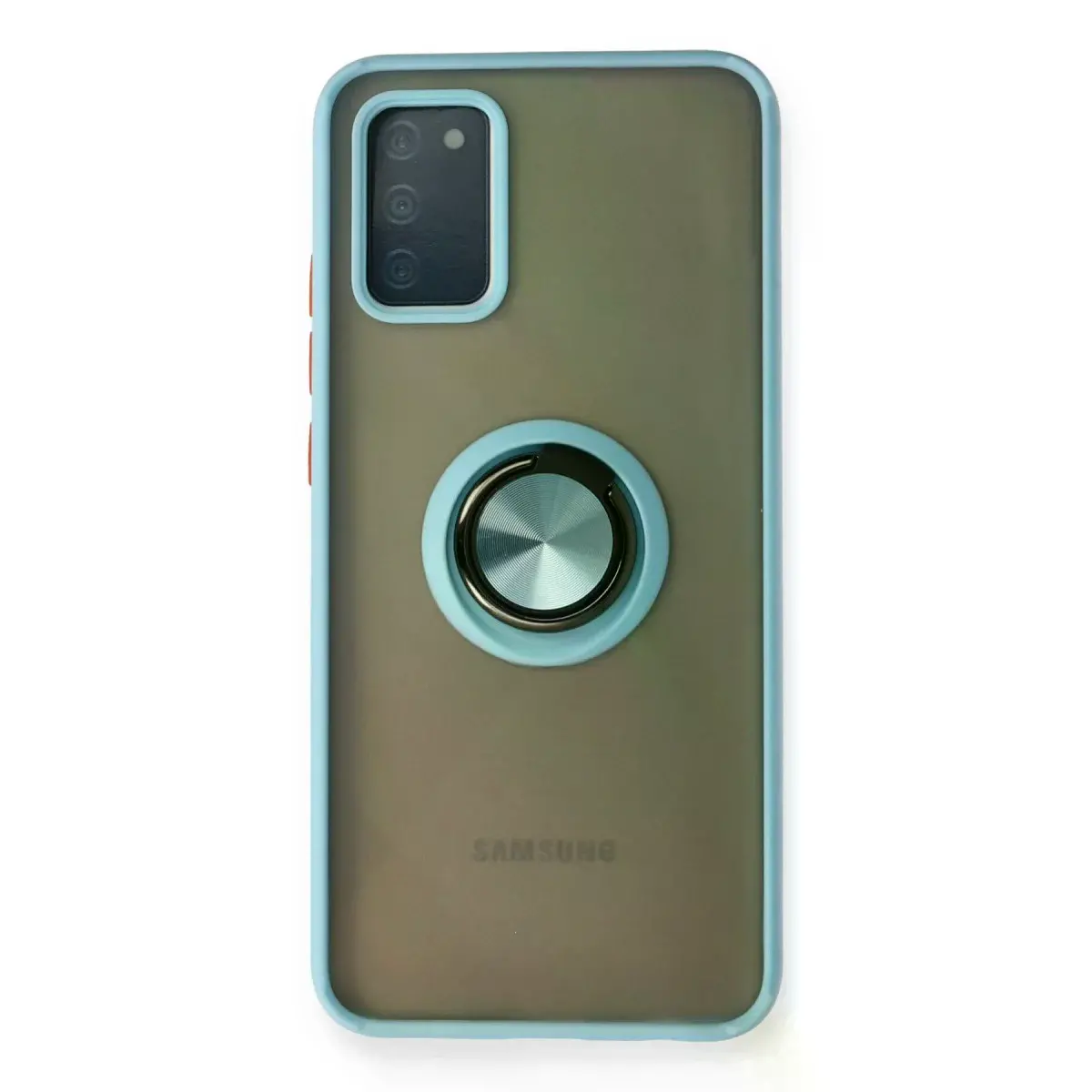 Samsung Galaxy A02s Kılıf Montreal Yüzüklü Silikon Kapak - Buz Mavi