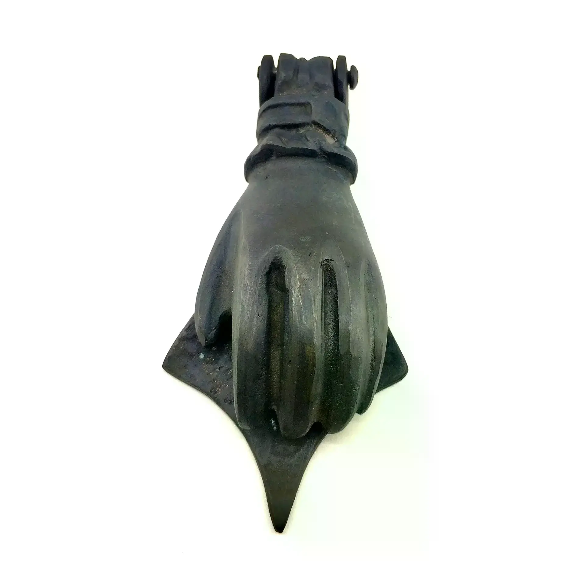 Antika Tarz Dekoratif Pirinç El Kapı Tokmağı, Taktak - 167x75 Mm, Oksit