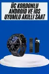 Amoled Ekran Akıllı Saat Üç Kordonlu İOS Android Uyumlu-2