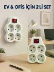 Kablosuz Duvar Tipi Priz Çoğaltıcı 4 Çıkışlı Anahtarlı 2 Adet Avantajlı Set-2