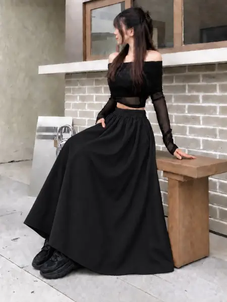 Kadın Yüksek Bel Maxi Boy çan Etek