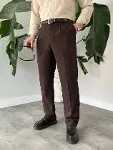 Erkek Beli Lastikli Pileli Rahat Kesim Kumaş Pantolon-2