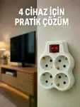 Kablosuz Duvar Tipi 4’lü Priz Çoklayıcı Anahtarlı Elektrik Priz Çoğaltıcı-1