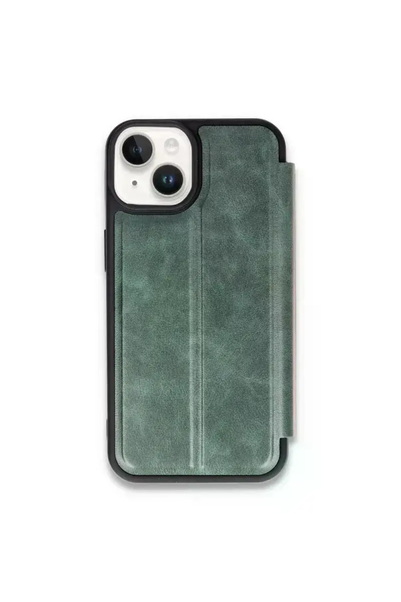 Apple iPhone 15 Kılıf Flip Cover - Koyu Yeşil
