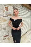 Kadın İnce İşçilik Saten Straplez Kolsuz Balık Kesim Abiye Elbise-2