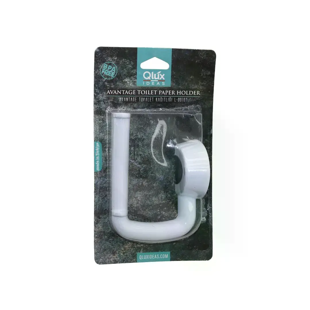 Qlux L-00107 Avantage Tuvalet Kağıtlık Beyaz Plastik Yapışkanlı - Vidalı Montaj