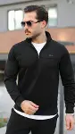 Erkek Süet Yarım Fermuar Dik Yaka Sweat-1