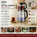 2İN1= Çaycı - Kettle Çelik Elektrikli Çay Makinesi 2LT + 1,2LT Çay Süzgeçli 360° Dönebilir STM-5990-2