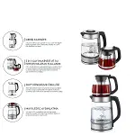 2İN1= Çaycı - Kettle Çelik Elektrikli Çay Makinesi 2LT + 1,2LT Çay Süzgeçli 360° Dönebilir STM-5990-1