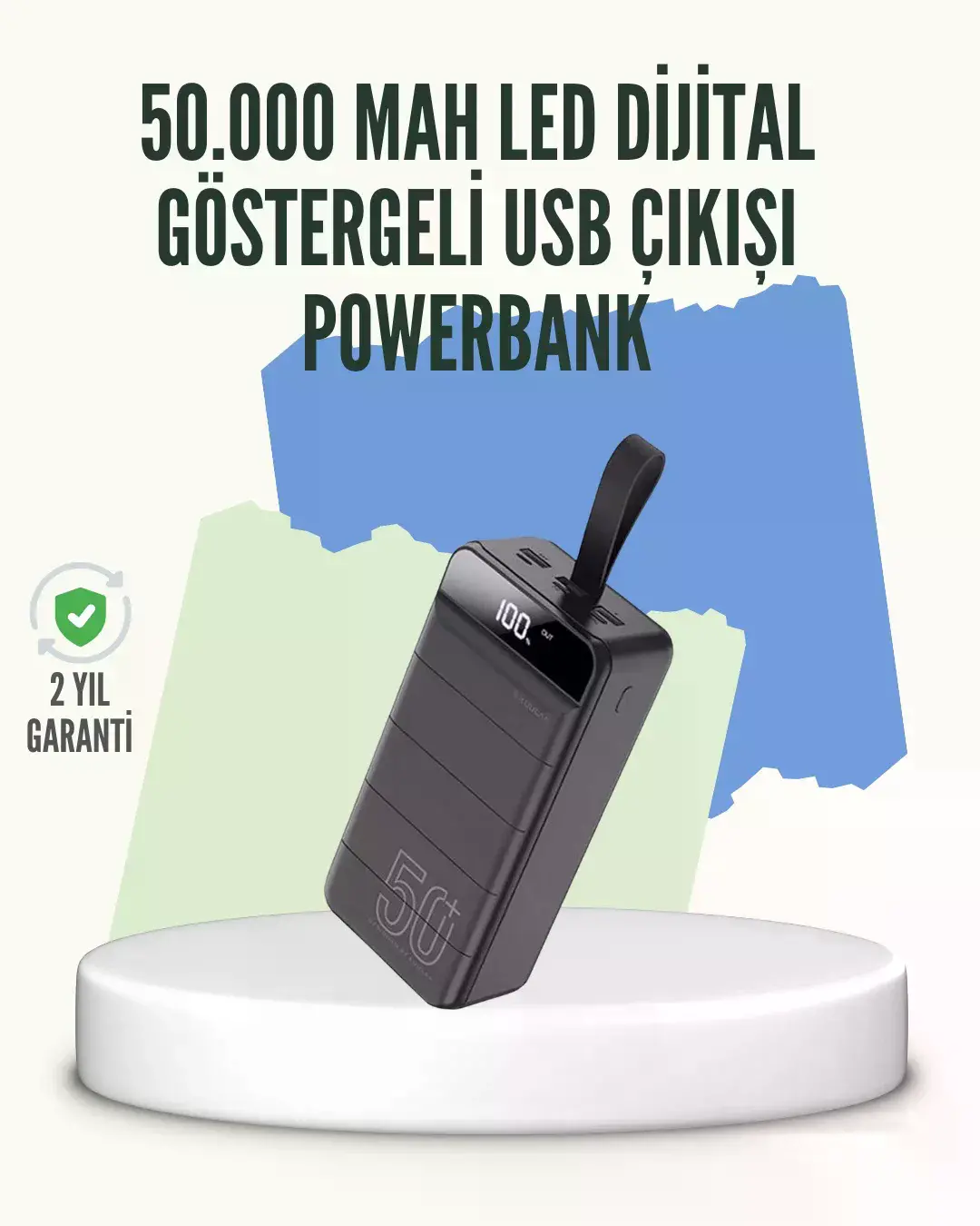 Yüksek Kapasiteli 50.000 mAh Powerbank – Type-C, Lightning ve cro USB Uyumlu, Çoklu Cihaz Şarj Özell