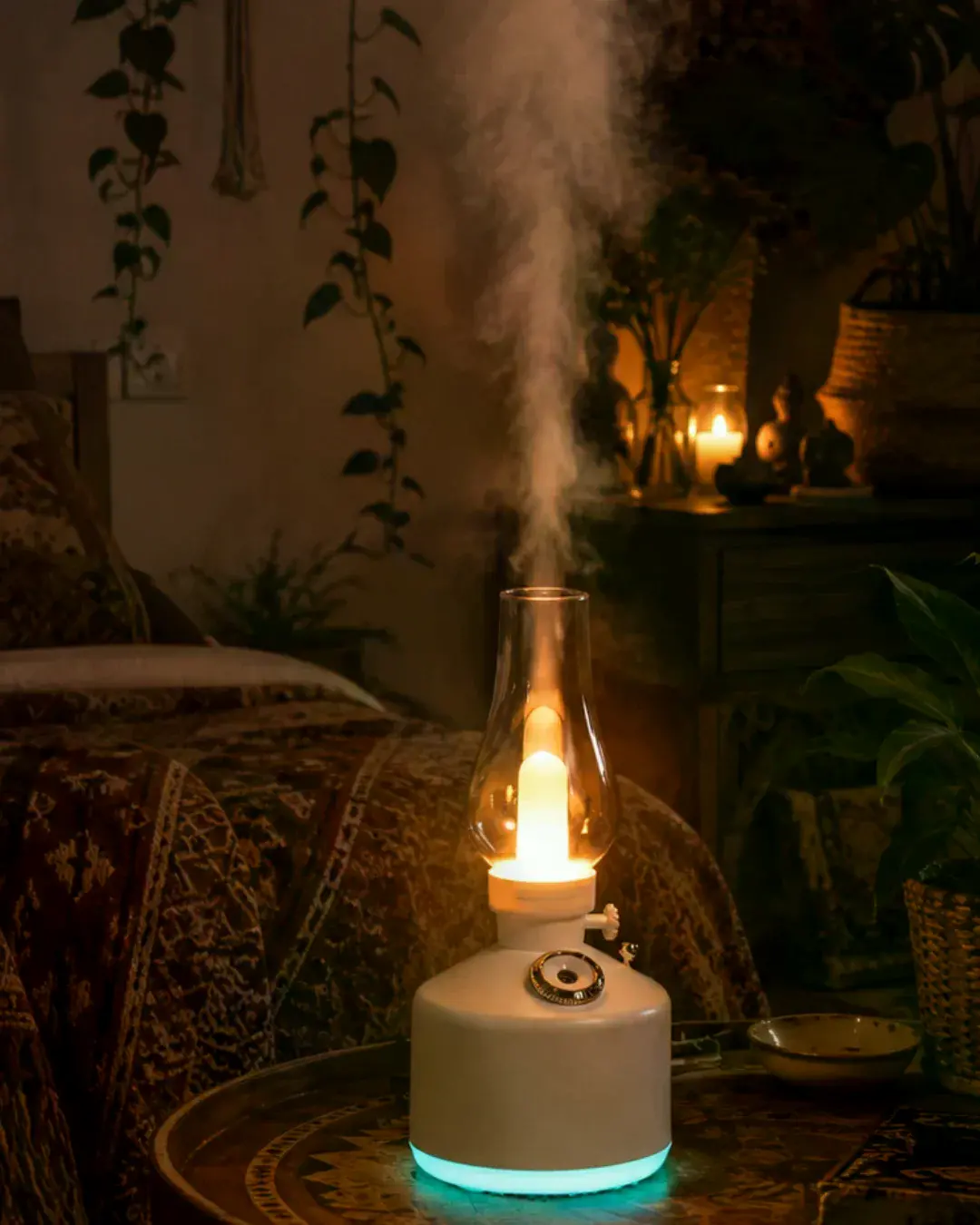 LED Işıklı Vintage Hava Nemlendirici Aromaterapi Difüzörü USB Şarjlı