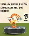 120 W Şarj ve Veri Aktarımı Kablo– 3 Başlıklı Çok Amaçlı Kablo Yüksek Hızlı-1