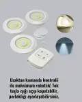 Uzaktan Kumanda İle Kontrol Edilebilen Yapışkanlı 3 Lü Kablosuz Led Spot Lamba-3