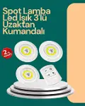 Uzaktan Kumanda İle Kontrol Edilebilen Yapışkanlı 3 Lü Kablosuz Led Spot Lamba-1