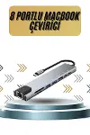 8 Portlu Macbook Çevirici Type C Hub SD TF USB Çoğaltıcı Ethernet-1