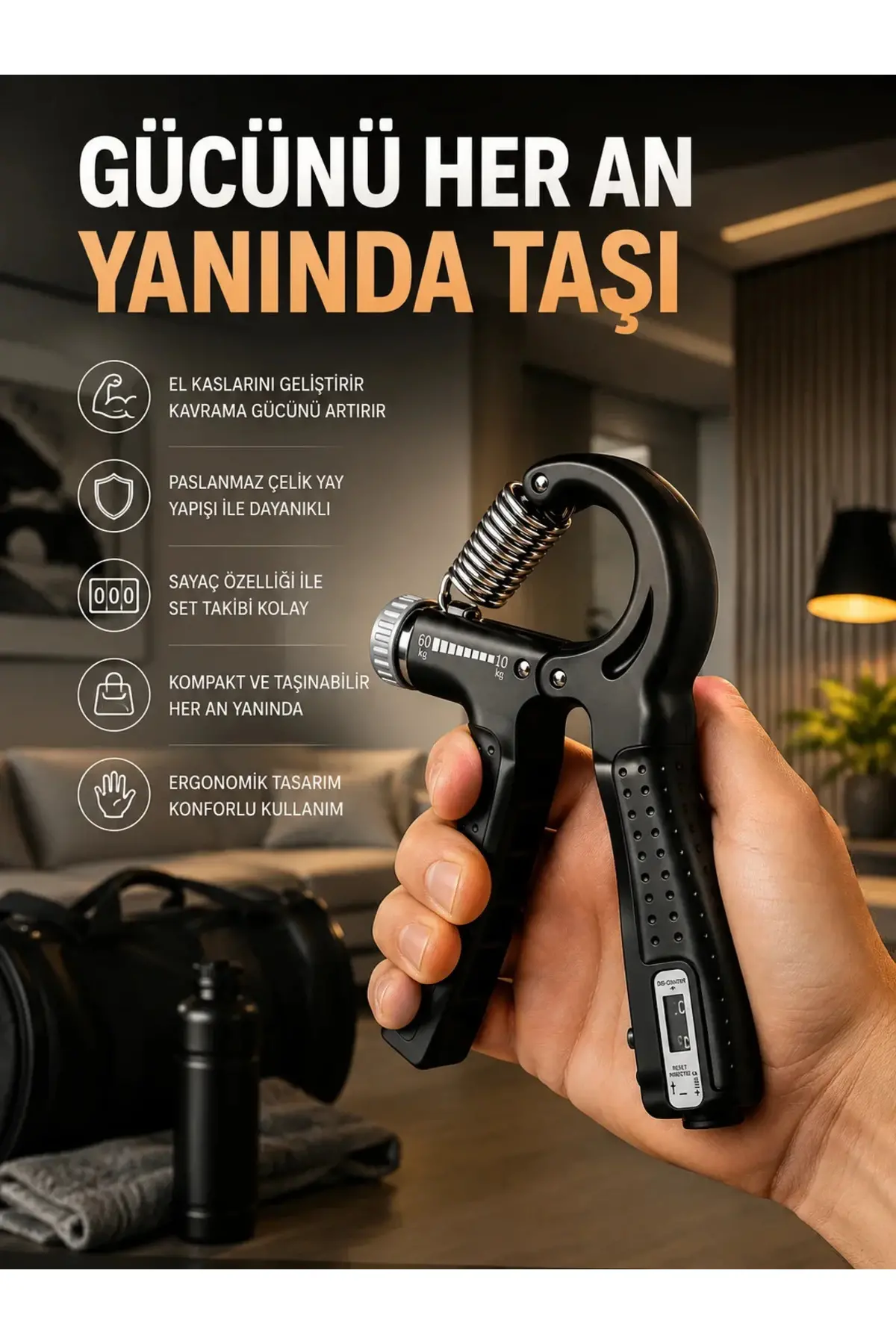 Portatif Ayarlanabilir El Yayı Sayaçlı Dayanıklı Çelik Yay Yeni Nesil