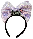 Led Işıklı 3 Farklı Fonksiyonda Yanan Gümüş Love Yazılı Lila Fiyonk Taç 20X17 cm-2