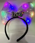 Led Işıklı 3 Farklı Fonksiyonda Yanan Gümüş Love Yazılı Lila Fiyonk Taç 20X17 cm-1