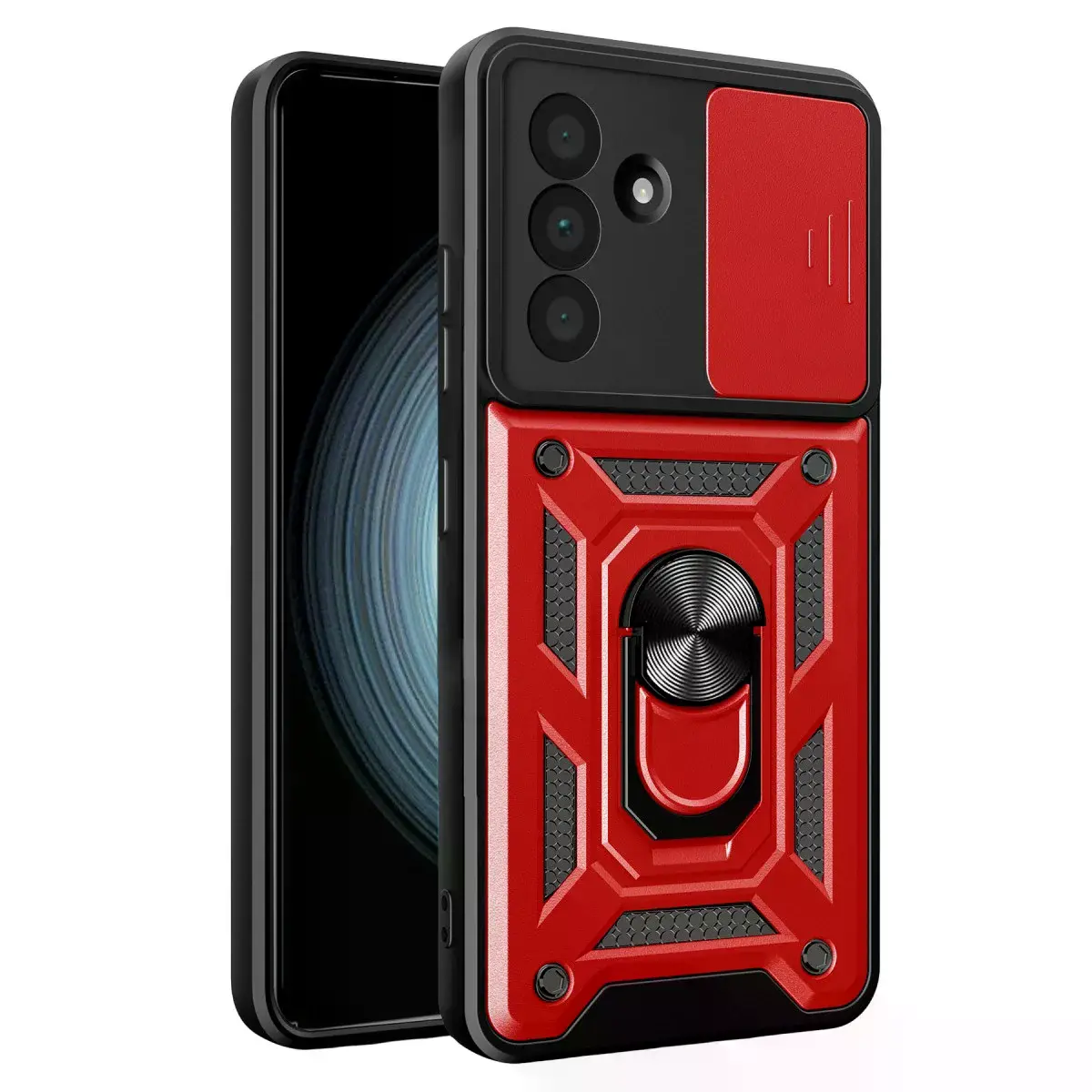 Samsung Galaxy A57 5g Pars Lens Yüzüklü Silikon - Kırmızı