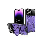 Apple iPhone 16 Pro Max Kılıf Joy Lens Standlı Kapak - Mor-2