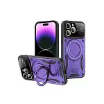 Apple iPhone 16 Pro Max Kılıf Joy Lens Standlı Kapak - Mor-3