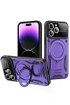 Apple iPhone 16 Pro Max Kılıf Joy Lens Standlı Kapak - Mor-1