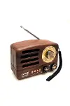 Küçük Boy Retro, Nostaljik, Ahşap Tasarım Bluetooth Hoparlörlü, Şarjlı, Taşınabilir Büyük Döndürüleb-1