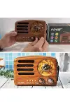 Küçük Boy Retro, Nostaljik, Ahşap Tasarım Bluetooth Hoparlörlü, Şarjlı, Taşınabilir Büyük Döndürüleb-3