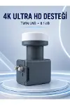 Uydu Anten LNB Twin Çıkışlı 0.1 dB Ku Band 4K Ultra HD Uyumlu-2