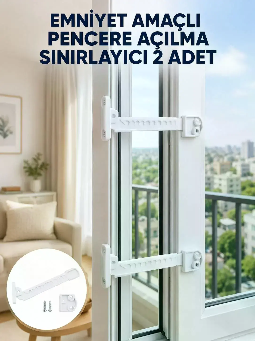 Emniyet Amaçlı Pencere Açılma Sınırlayıcı Aparat 2 Adet Yeni Nesil