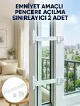 Emniyet Amaçlı Pencere Açılma Sınırlayıcı Aparat 2 Adet Yeni Nesil-1