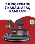 Üç Kameralı Araç Kamerası | Full HD 1080P Ön + HD İç/Arka-1