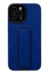 Apple iPhone 12 Pro Max Kılıf Mega Standlı Silikon - Mavi-1
