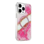 Onegif Apple İphone 14 Pro Max Lotus Simli Magsafe Kapak - Pembe-3
