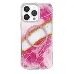Onegif Apple İphone 14 Pro Max Lotus Simli Magsafe Kapak - Pembe-5